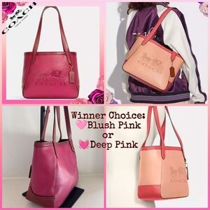 Winners Choice: Coach Colorblock Horse & Carriage Tote -Blush/Deep Pink